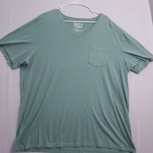 Flint & Tinder T-Shirt Mens 2XL Green Short Sleeve Casual Crew Pocket USA MADE